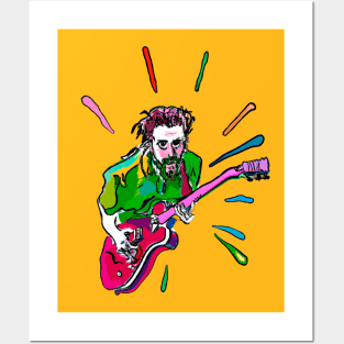 guitar player paint Posters and Art